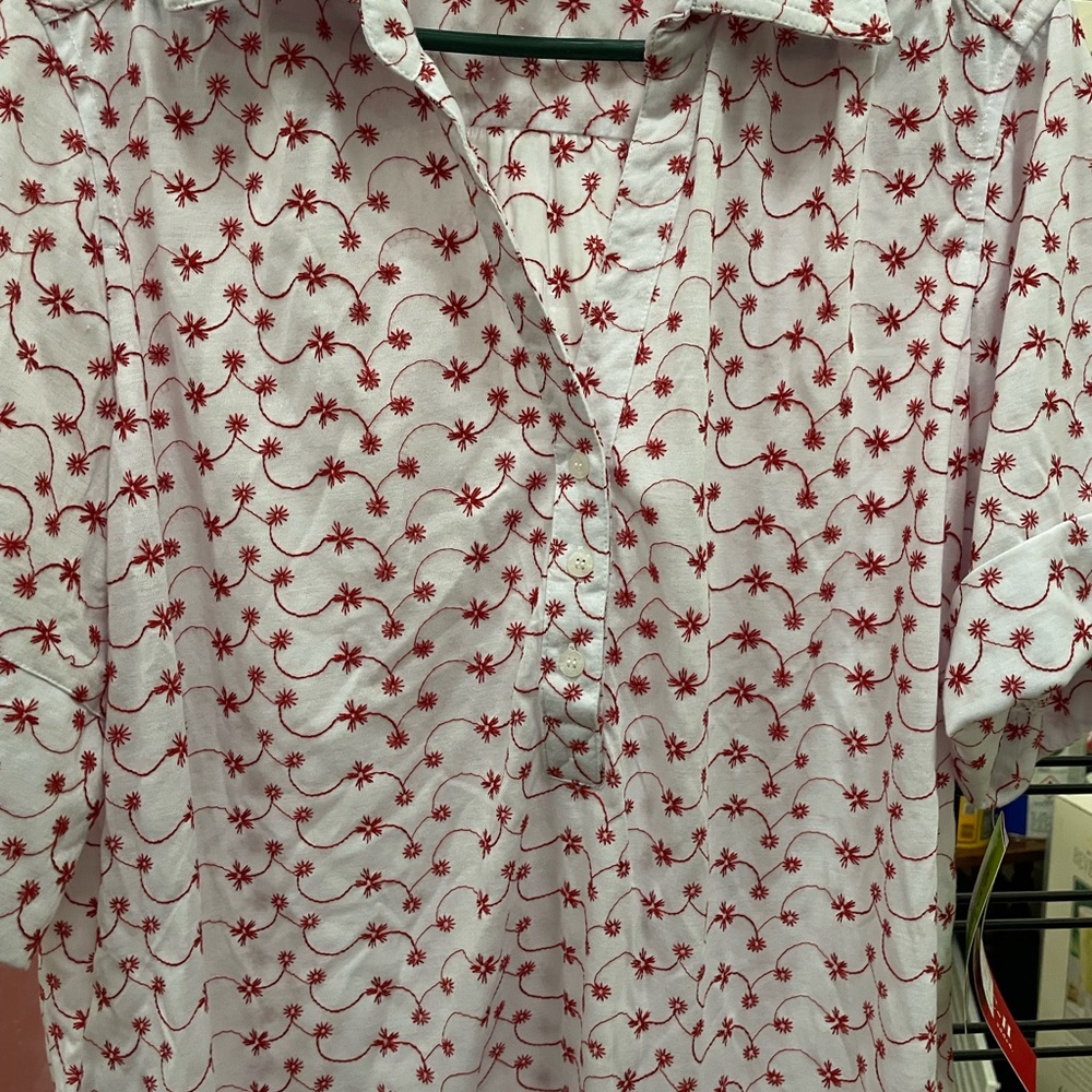 2 Cathy Daniels short sleeve collared partial button tops 1x